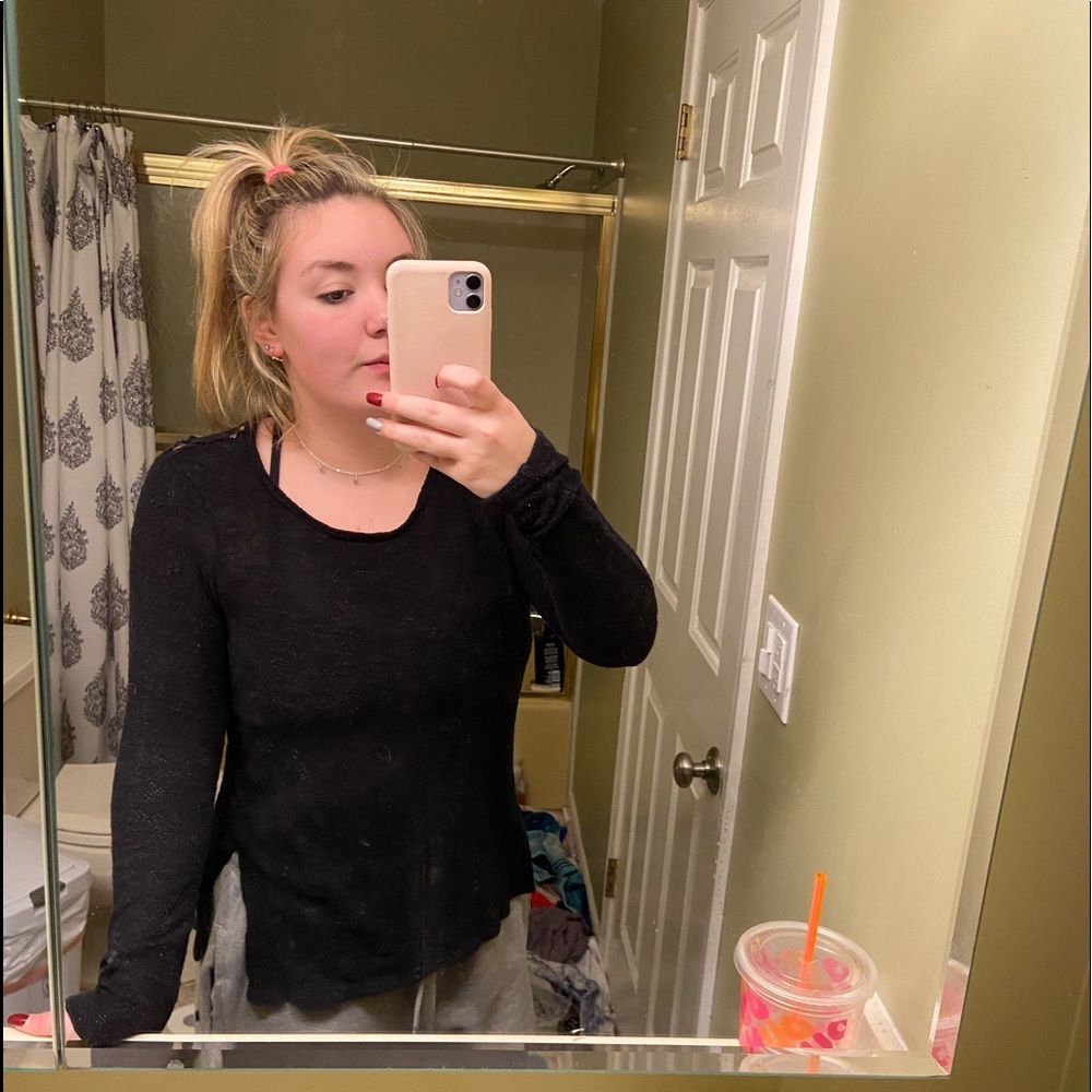 black sweater with lace back